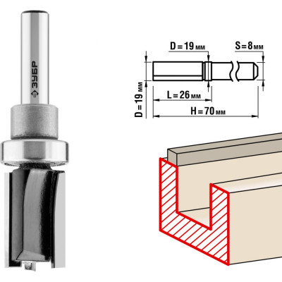 Пазовая прямая фреза ЗУБР ПРОФ. 28781-19-26