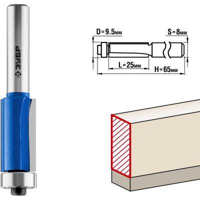 Кромочная фреза ЗУБР ПРОФ. 28727-9.5-25