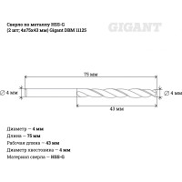 Gigant Сверло по металлу ф4мм HSS-G 2шт DBM 11125