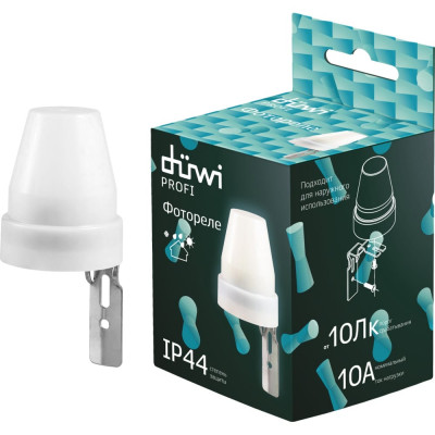duwi Датчик освещения, фотореле FR-02, настенный, 10А, 5-50Лк, IP44, белый, 25871 25871 1