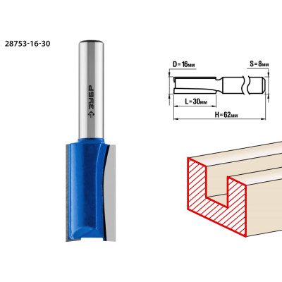 Пазовая прямая фреза ЗУБР Профессионал 28753-16-30