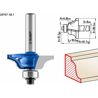 Кромочная калевочная фреза ЗУБР №6 ПРОФЕССИОНАЛ 28707-38.1