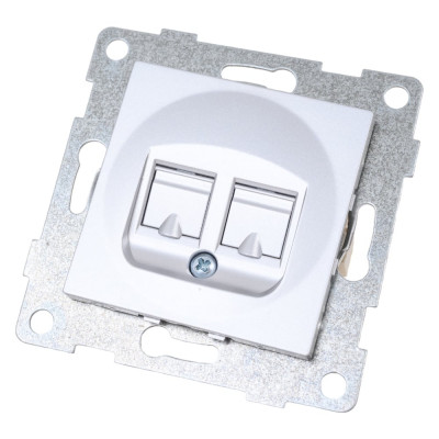 GUSI ELECTRIC Ugra МЕХ. розетки тел. RJ12, двойной, СУ, серебро С11Т2-004