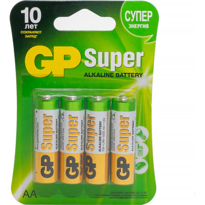 GP Алкалиновые батарейки Super Alkaline G-Tech АA, набор 4 шт. 15AA21-2CRSBC4 16036218