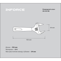 Разводной ключ с тонкими губками 150 мм Inforce 06-05-98