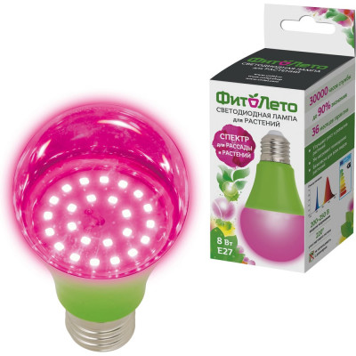 Светодиодная лампа для растений Uniel LED-A60-8W/SPSB/E27/CL, PLP30GR UL-00004581
