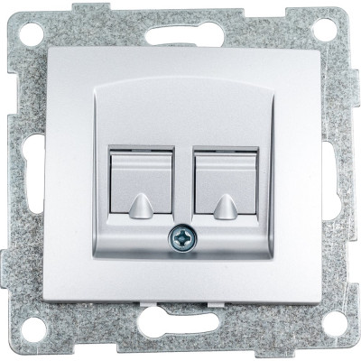 Механизм компьютерной и телефонной розетки GUSI ELECTRIC Bravo RJ45, RJ12, СУ, серебро С10КТ-004
