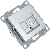 Механизм компьютерной и телефонной розетки GUSI ELECTRIC Bravo RJ45, RJ12, СУ, серебро С10КТ-004