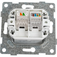 Механизм компьютерной и телефонной розетки GUSI ELECTRIC Bravo RJ45, RJ12, СУ, серебро С10КТ-004