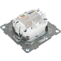 Механизм компьютерной и телефонной розетки GUSI ELECTRIC Bravo RJ45, RJ12, СУ, серебро С10КТ-004