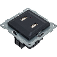 Механизм розетки GUSI ELECTRIC Ugra USB, двойной, СУ, графит С11USB2-010