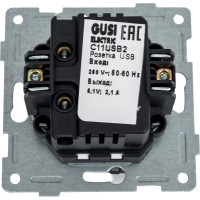 Механизм розетки GUSI ELECTRIC Ugra USB, двойной, СУ, графит С11USB2-010