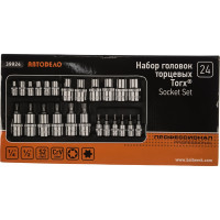 Набор головок 1/4"+1/2"DR, Е4-Е18, Т7-Т50 PRO АвтоDело 39924 16152