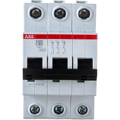 Автоматический выключатель ABB 3-полюсный S203С 80 6кА 2CDS253001R0804