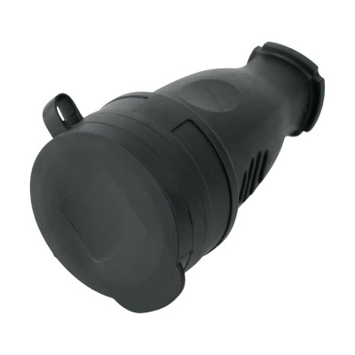Переносная розетка STEKKER с крышкой, одноместная, 230В 16А IP44 черная RST16-21-44 РА 16-005 32751