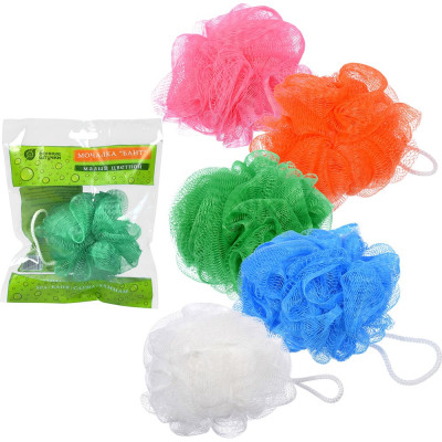 Мочалка для душа Банные Штучки Бант малый цветной, d-10 см, 20 г 40150