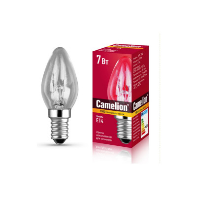 Электрическая лампа накаливания для ночников Camelion 7/P/CL/E14 прозрачная 220V 7W Е14 13912