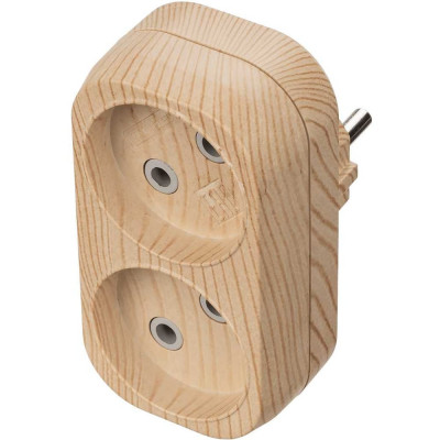 Блок TDM ELECTRIC на 2 гнезда 2П б/з плоский 6А 250B Эко сосна SQ1806-0073