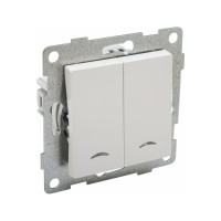 Выключатель GUSI ELECTRIC Ugra 2 клавиши, индикация, СУ, 10А, 250В, белый С11В28-001