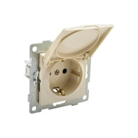 Розетка GUSI ELECTRIC Ugra МЕХ 1-ой с/з с з/ш и крышкой, СУ, 16А, 250В, бежевый С11Р91-003