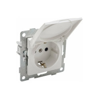 Розетка GUSI ELECTRIC Ugra МЕХ 1-ой с/з с з/ш и крышкой, СУ, 16А, 250В, белый С11Р91-001