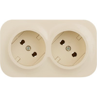 Розеточный блок Legrand двойной без заземления Legrand Quteo с предварительным подключением без шторок IP20 16А 250В винтовые зажимы накладной монтаж слоновая кость 782261