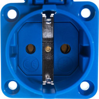 Встраиваемая розетка PCE 16А 220V 2P+E IP54 50x50 подключение сзади, синяя 105-0b