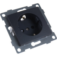 Розетка GUSI ELECTRIC Bravo 1-ой с/з с з/ш, СУ, 16А, 250В, графит С10Р4-010