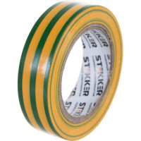 Изоляционная лента STEKKER 0,13x15 мм, 10 м, желто-зеленая, INTP01315-10 32827