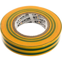 Изоляционная лента STEKKER 0,13x15 мм, 20 м, желто-зеленая, INTP01315-20 32832