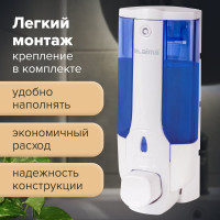 Диспенсер для жидкого мыла ЛАЙМА наливной, 0,38 л, ABS-пластик, белый,603921
