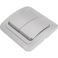Выключатель Smartbuy 2-клавишный 10А серебро Марс SBE-02s-10-SW2-0-c
