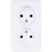 Розетка Smartbuy 2-местная 10А без заземления белая, керамика Юпитер SBE-03w-10-S2-N-c