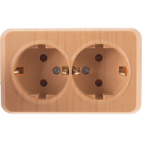 Розетка Smartbuy 2-местная 16А с заземлением светлое дерево Юпитер SBE-03lw-16-S2-Z