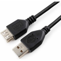Кабель-удлинитель Cablexpert USB2.0 Pro AM/AF, 1.8м, экран, черный, пакет CCP-USB2-AMAF-6