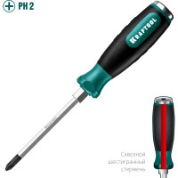 Ударная отвертка KRAFTOOL Impact PH 2 , сквозной стержень из Cr-Mo стали, 250034-2