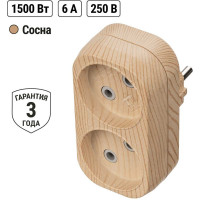 Блок TDM ELECTRIC на 2 гнезда 2П б/з плоский 6А 250B Эко сосна SQ1806-0073