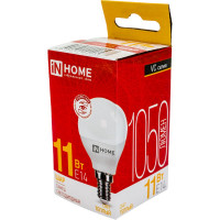 Светодиодная лампа IN HOME LED-ШАР-VC 11Вт 230В Е14 3000К 1050Лм 4690612020587