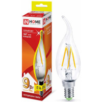 Светодиодная лампа IN HOME LED-СВЕЧА НА ВЕТРУ-deco 9Вт 230В Е14 3000К 810Лм прозрачная 4690612026220