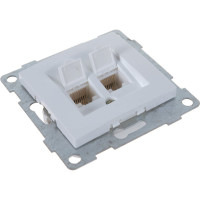 Механизм компьютерной розетки GUSI ELECTRIC Bravo RJ45, двойной, СУ, белый С10К2-001