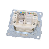 Механизм компьютерной и телефонной розетки GUSI ELECTRIC Bravo RJ45, RJ12, СУ, бежевый С10КТ-003