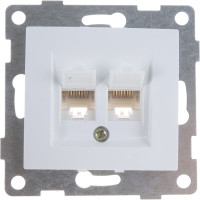 Механизм компьютерной и телефонной розетки GUSI ELECTRIC Bravo RJ45, RJ12, СУ, белый С10КТ-001