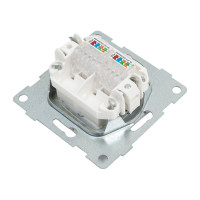 Механизм компьютерной розетки  GUSI ELECTRIC Ugra RJ45, двойной, СУ, серебро С11К2-004