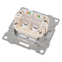 Механизм телефонной розетки GUSI ELECTRIC Ugra RJ12, двойной, СУ, серебро С11Т2-004