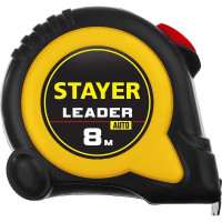 Рулетка Stayer LEADER 8м / 25мм с автостопом в ударостойком обрезиненном корпусе 3402-08-25_z01