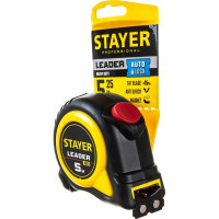 Рулетка Stayer LEADER 5м / 25мм с автостопом в ударостойком обрезиненном корпусе 3402-5_z02