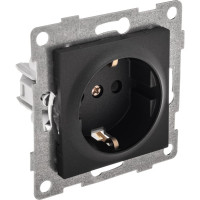 Механизм розетки GUSI ELECTRIC Ugra 1-ой с/з с з/ш, скрытая установка, 16А, 250В, графит С11Р4-010