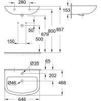 Подвесная раковина GROHE Bau Ceramic ширина 65 см 39420000