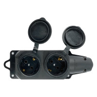 Переносная штепсельная розетка STEKKER двухместная, 230В 16А IP44 RST16-22-44 РП 16-232 32738