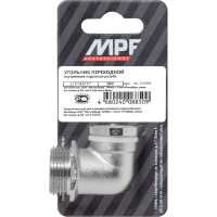Уголок сантехнический с ограничителем MPF 3/4" на 1/2" латунный никелированный внутренняя-наружная резьба ИС.072261